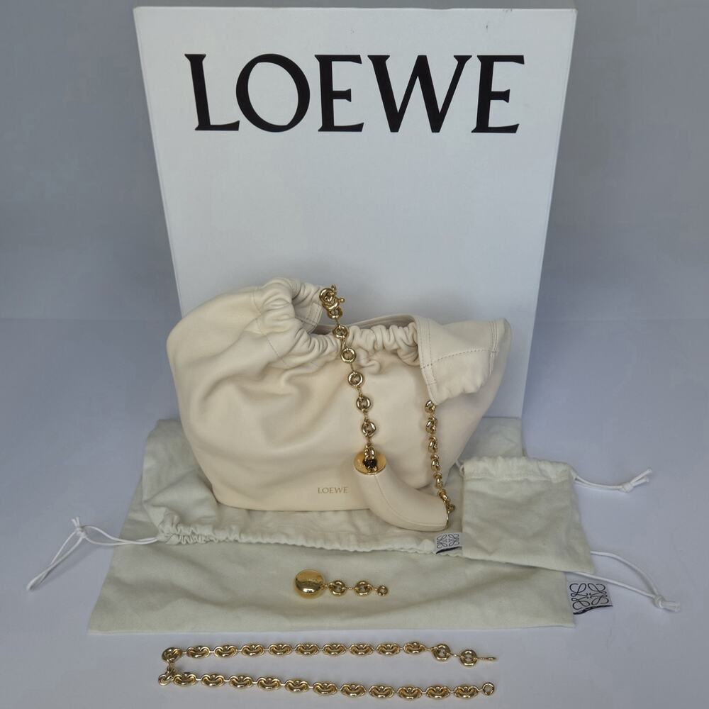 Loewe Cream Lambskin Leather Small Squeeze Bag